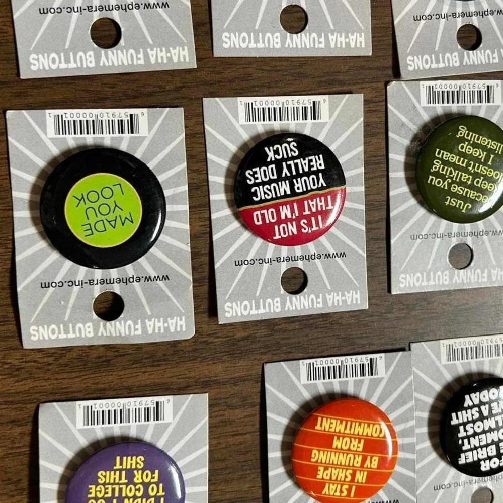 Lot of‎ 8 Ephemera Inc. HA-HA Funny Pinback Buttons 1.25